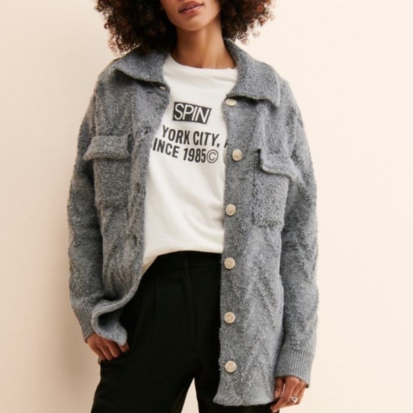 Anthropologie Jackets & Blazers - Anthropologie Shaggy Fuzzy Knit Sweater Jacket Coat Shacket